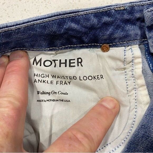 “Mother High-Waisted Looker Ankle Fray Walking on Coals Jeans 27x27 Stretch” - Picture 11 of 11